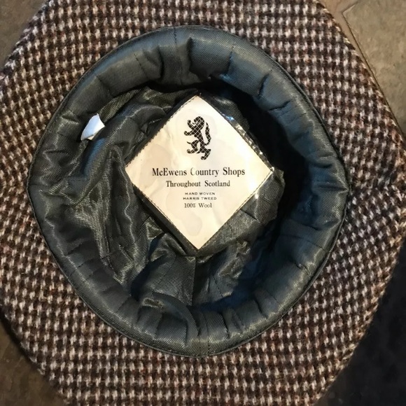 McEwens Shop brown Harris Tweed WOOL HAT Scotland, herringbone, Sherlock Holmes - Picture 2 of 8